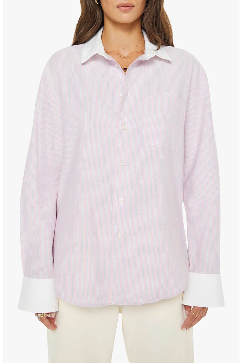 The Roomie Frenchie Pinstripe Cotton Button-Up Top, Main, color, JULIENNE CUT