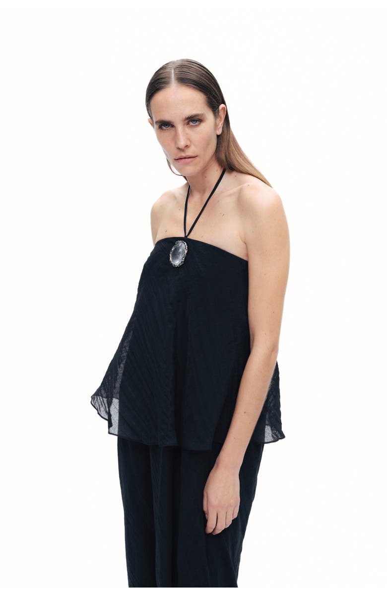 Nocturne Black Halter Neck Embellished Maxi Dress, Alternate, color,