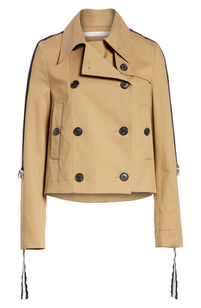 Veronica Beard Mert Belt Sleeve Crop Trench Coat, Alternate, color, 