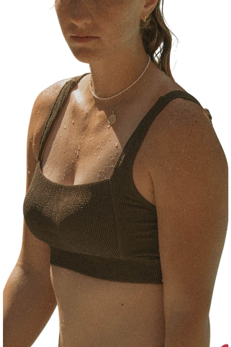 Cabo Square Neck Bikini Top, Main, color, Brown