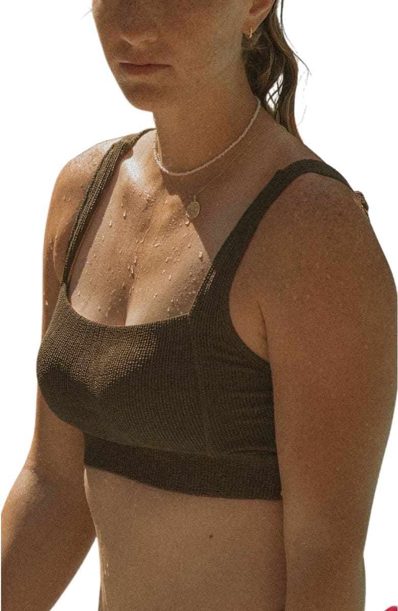 Geode Swimwear Cabo Square Neck Bikini Top, Main, color, Brown