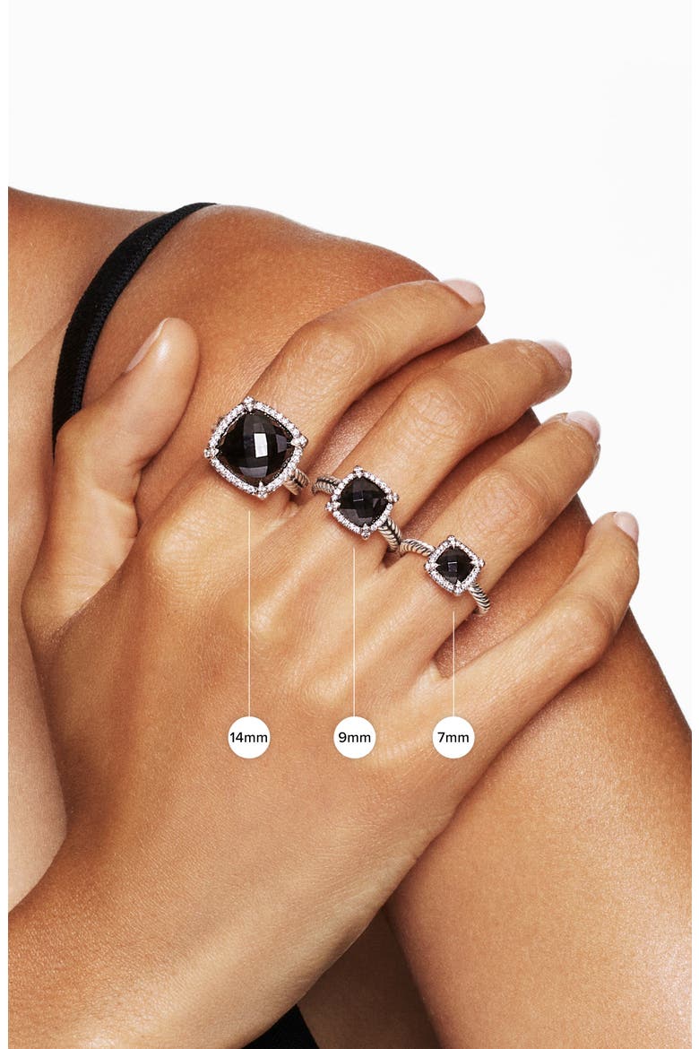 Petite Chatelaine® Pavé Bezel Ring, Alternate, color, WHITE GOLD/ TANZANITE