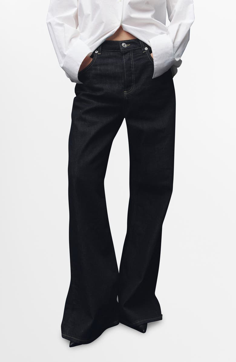 MANGO Mid Rise Button Fly Wide Leg Jeans, Main, color, Open Blue