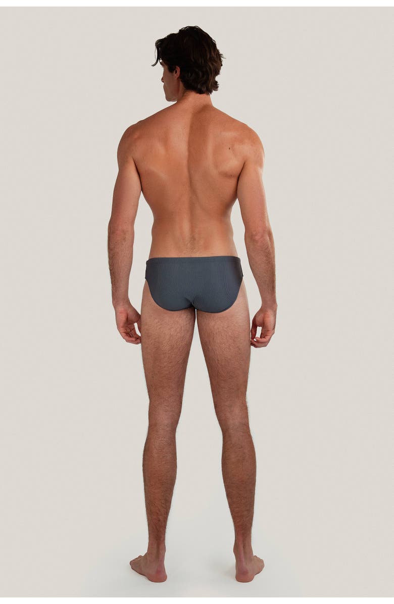 GoodPark Dune Modern Cut Ribbed Stretch Swim Brief, Alternate, color, Slate