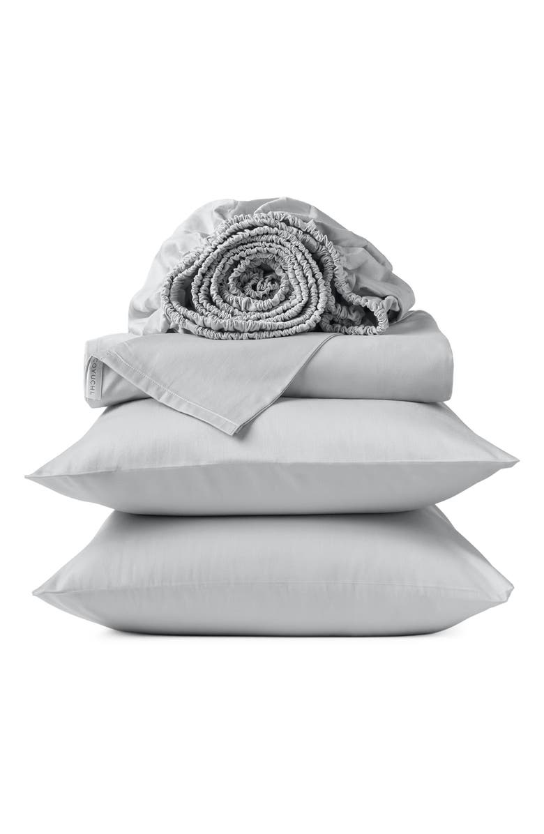 Coyuchi Cloud Soft Organic Cotton Sateen Sheet Set, Main, color, Seal