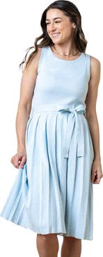 Hope & Henry Women's Organic Pleated Sweater Knit Dress