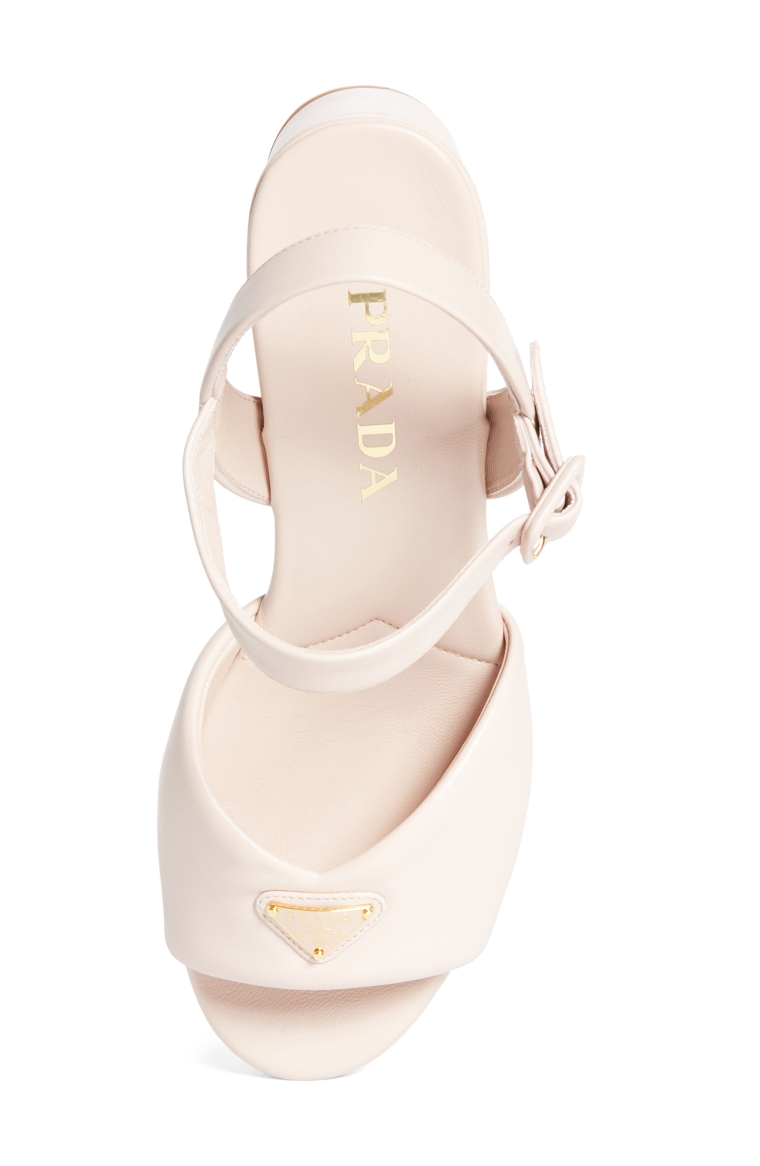 Prada Logo Platform Sandal, Alternate, color, Cipria