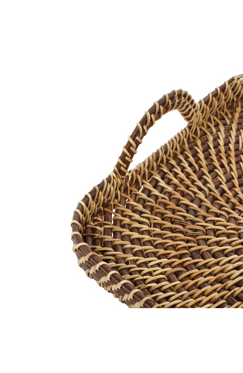 Wicker Village Brown & Natural Rectangle Tray, Alternate, color, Small