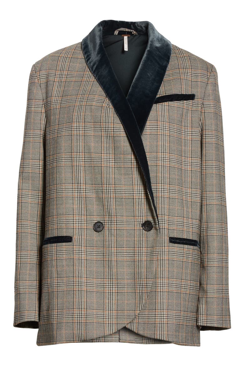 Velvet Trim Blazer, Alternate, color, BLACK COMBO