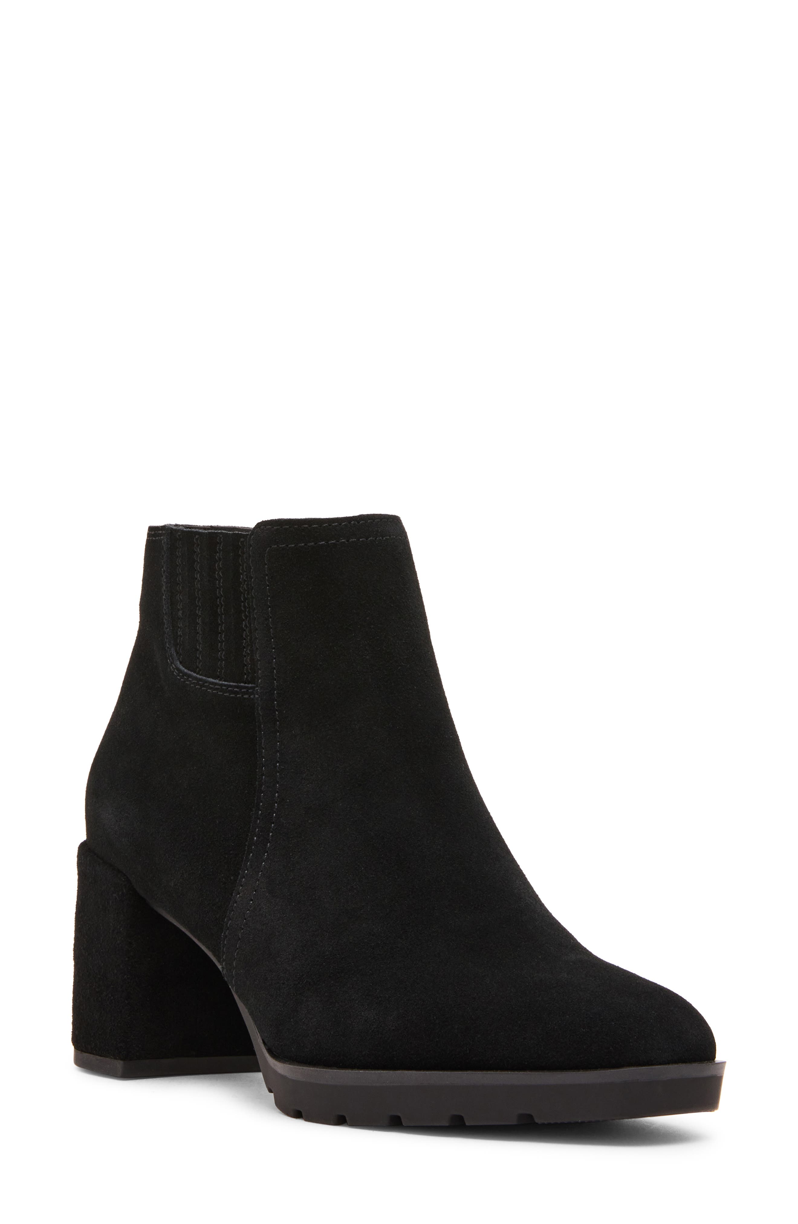 Genevive Waterproof Bootie, Main, color, BLACK SUEDE