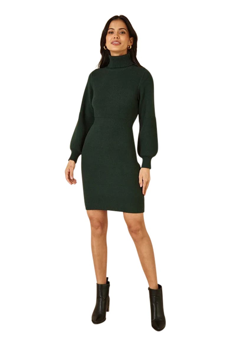 Roll Neck Knitted Dress, Main, color, Green