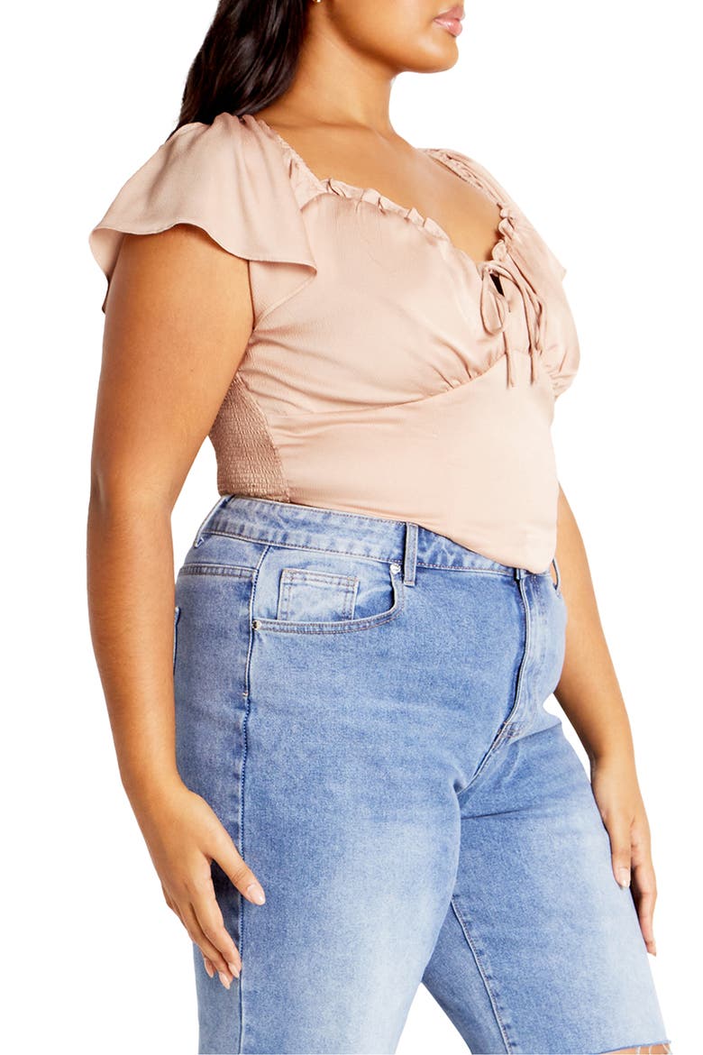 Mae Ruffle Off the Shoulder Crop Top, Alternate, color, GOLD