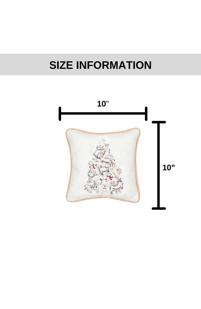 C&F Home Puppy Dog Christmas Tree Small/Petite Accent Pillow, 10" x 10", Alternate, color, White