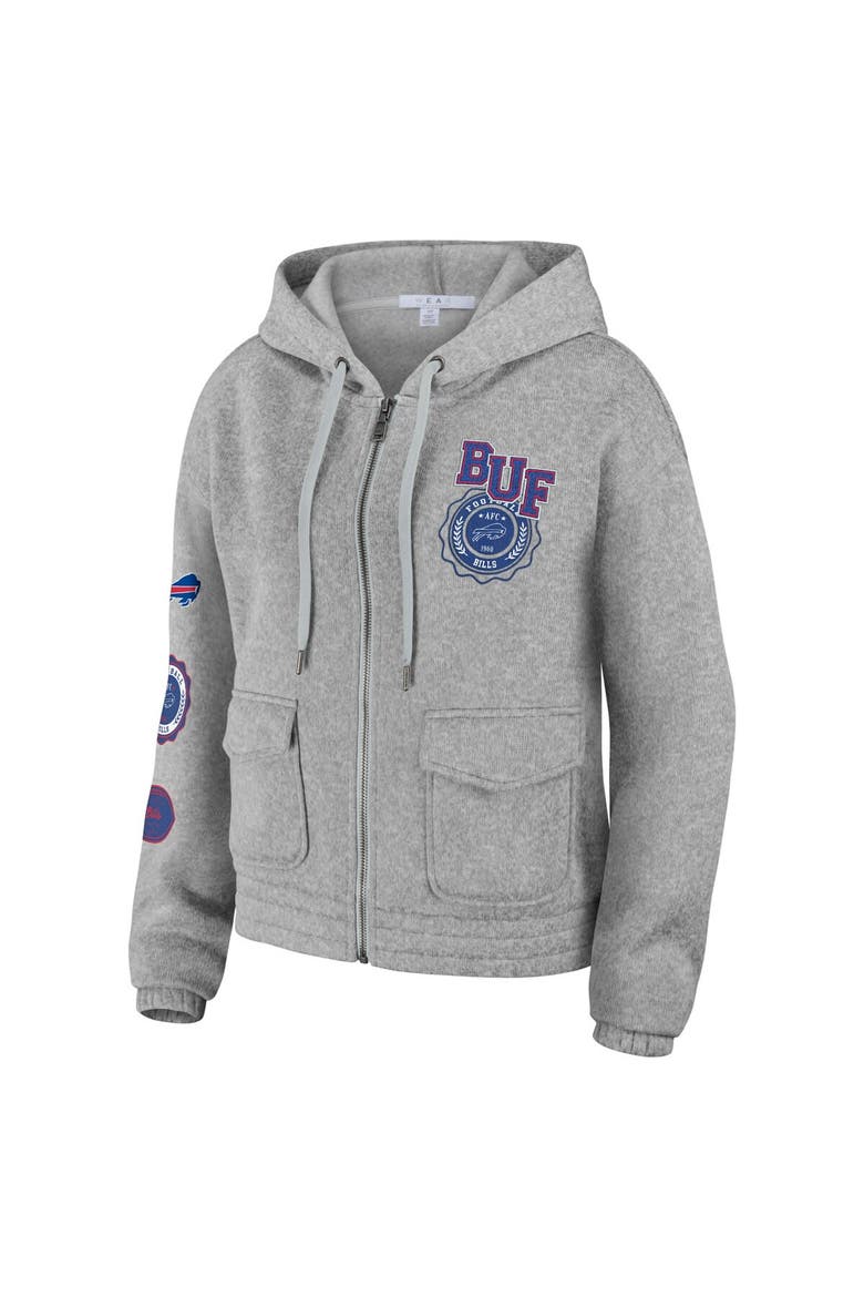 Women's WEAR by Erin Andrews Heather Gray Buffalo Bills Full-Zip Hoodie, Alternate, color, Heather Gray