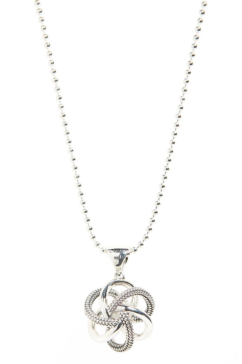 Love Knot Pendant Necklace, Alternate, color, STERLING SILVER