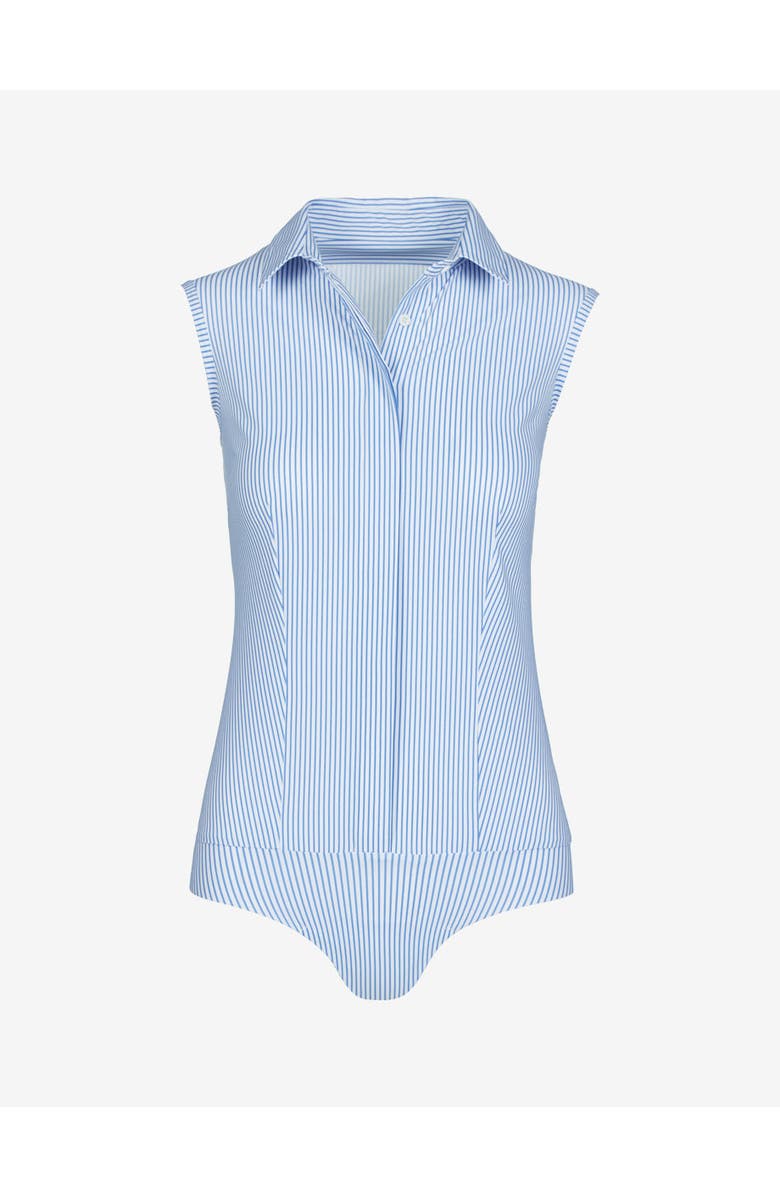 Commando Classic Printed Sleeveless Button Down Bodysuit, Alternate, color, Blue/White Stripe