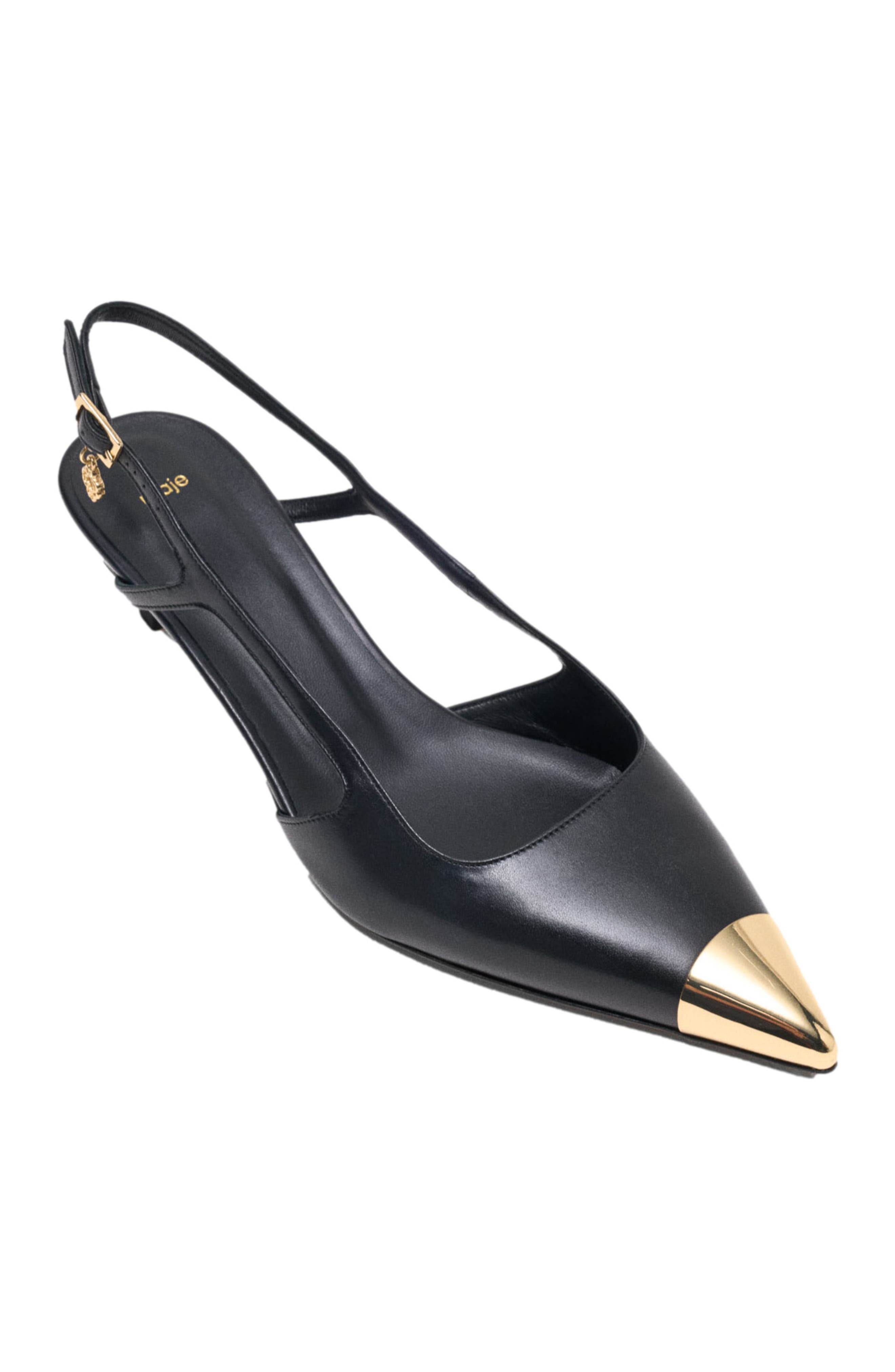 maje Smooth leather slingback pumps, Alternate, color, Black