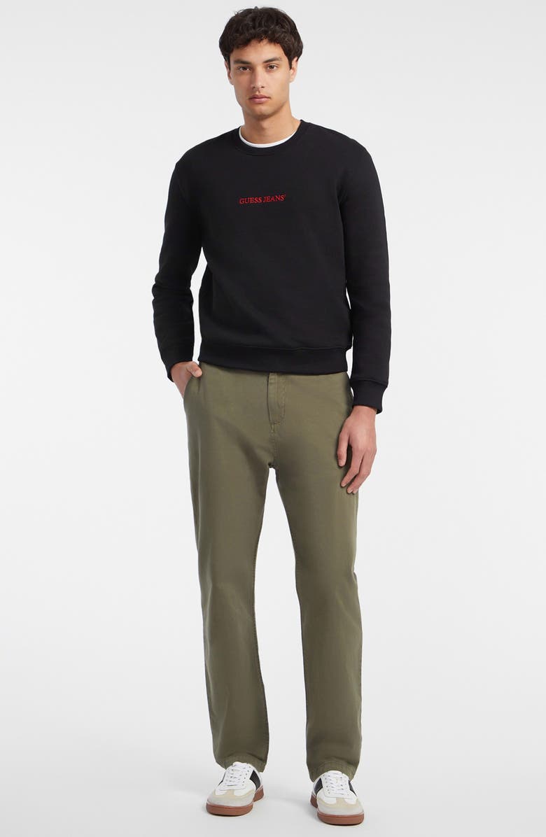 GUESS JEANS Logo Embroidered Crewneck Sweatshirt, Alternate, color, Jblack-Black