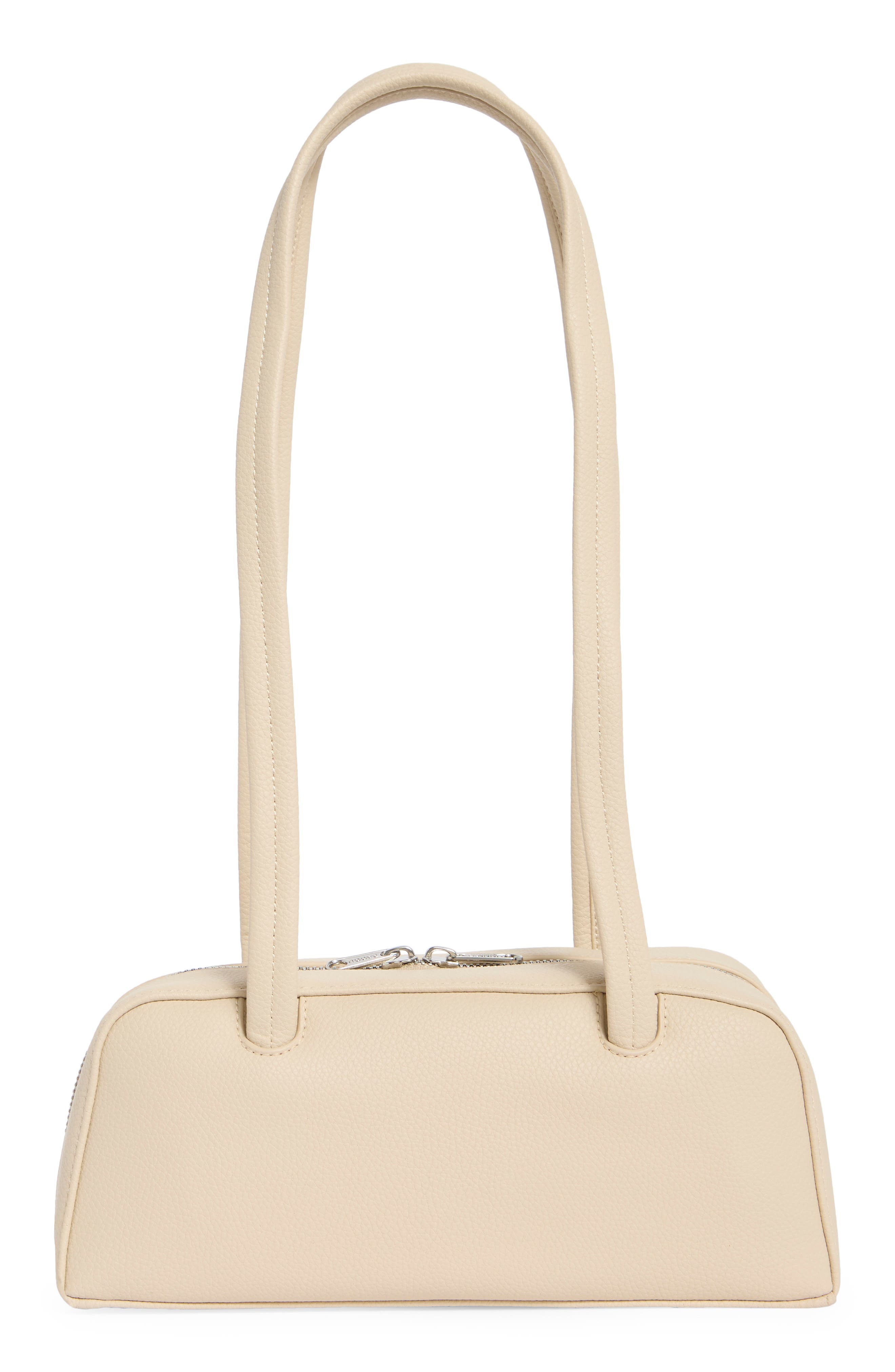 Baggu Small Recycled Leather Bowler Shoulder Bag, Alternate, color, Stone