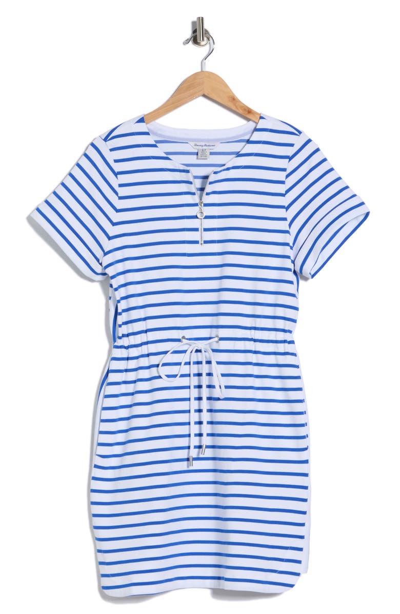 Tommy Bahama Jovanna Stripe Half Zip Dress, Alternate, color, Lt Old Royal