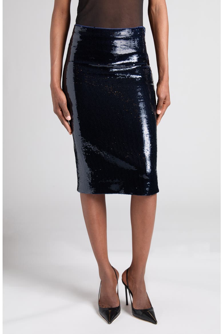 Sequin Pencil Skirt, Main, color, ROYAL BLUE/ BROWN