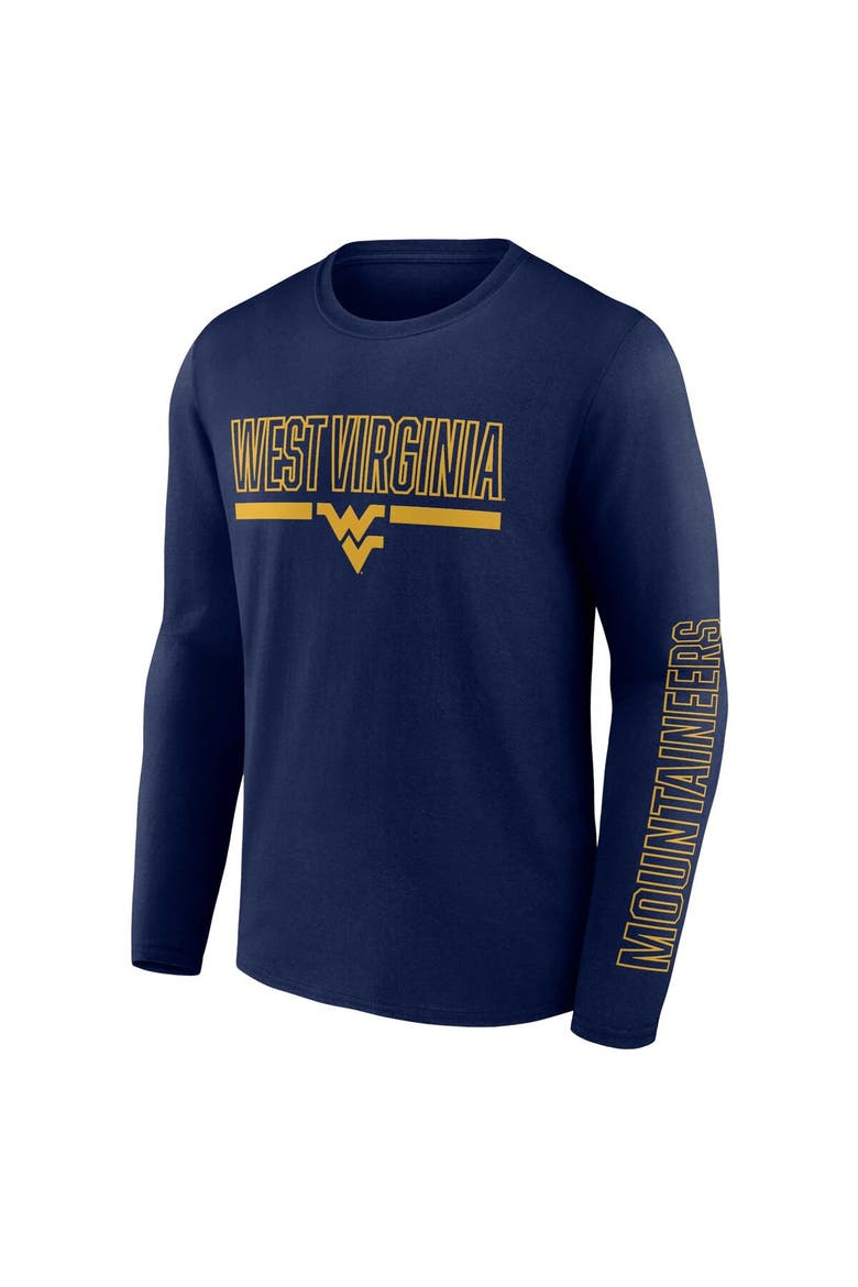 Men's Profile Navy West Virginia Mountaineers Big & Tall Two-Hit Graphic Long Sleeve T-Shirt, Alternate, color, Navy