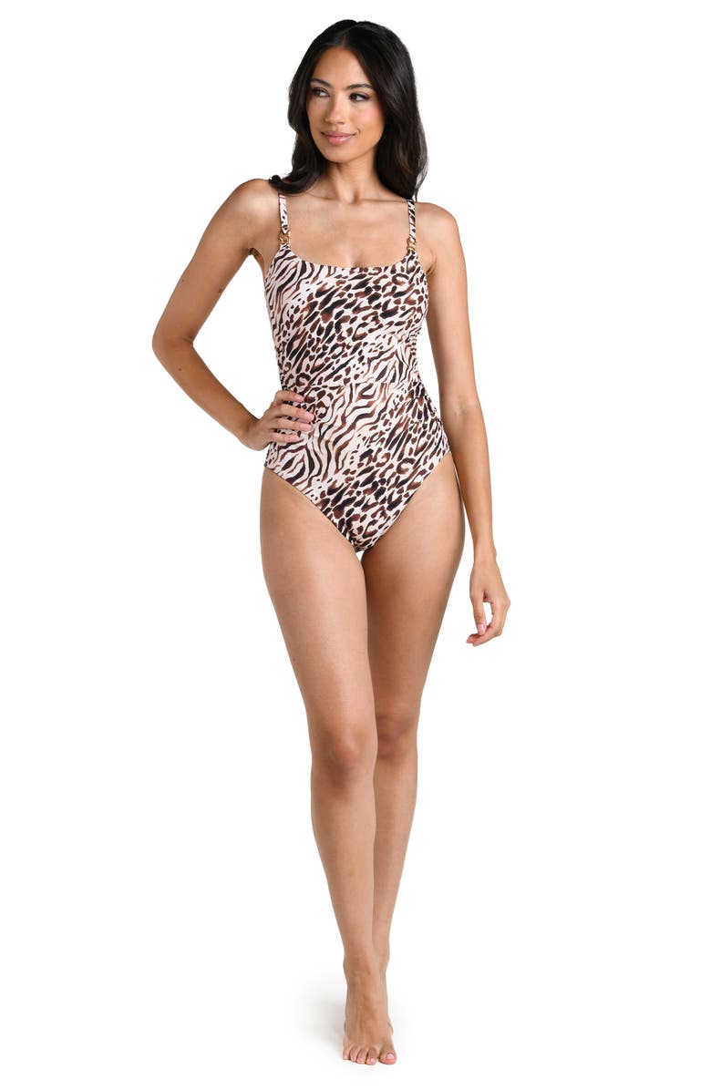 La Blanca Fierce Territory One-Piece Swimsuit, Alternate, color, Taupe
