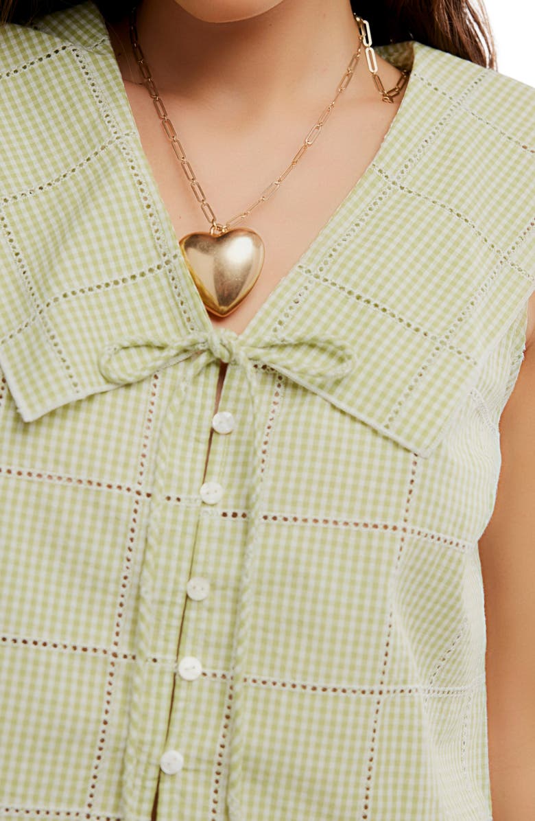 Free People Waiting For Me Crop Cotton Button-Up Top, Alternate, color, Winter Pear Combo