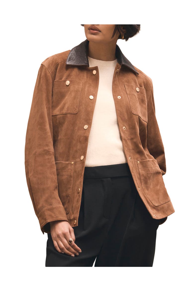 Suede Barn Jacket, Main, color, Tan