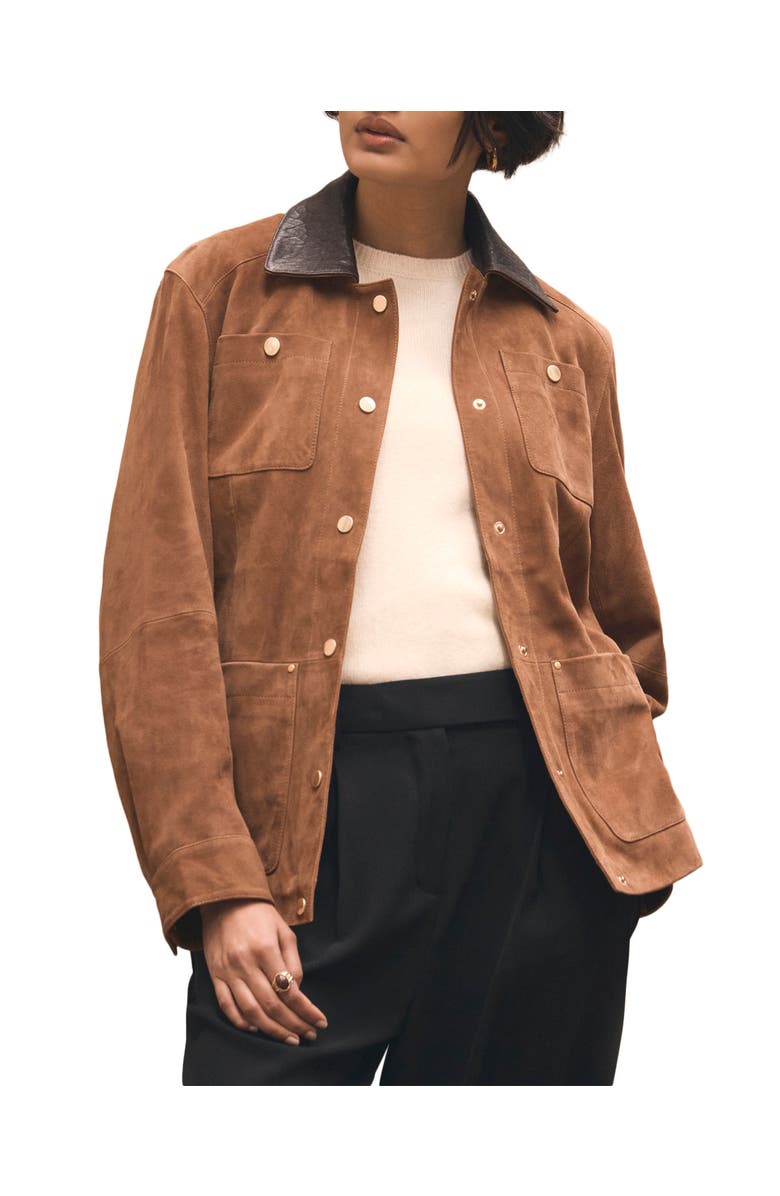 MINT VELVET Suede Barn Jacket, Main, color, Tan