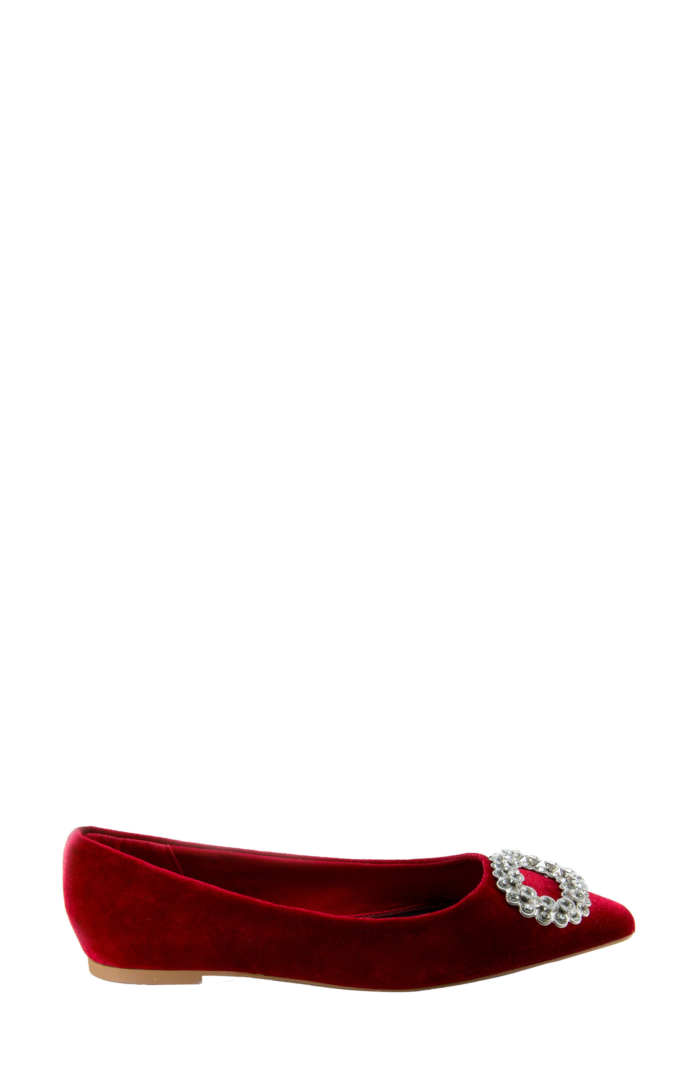 Blossom Velvet Flat, Alternate, color, RED