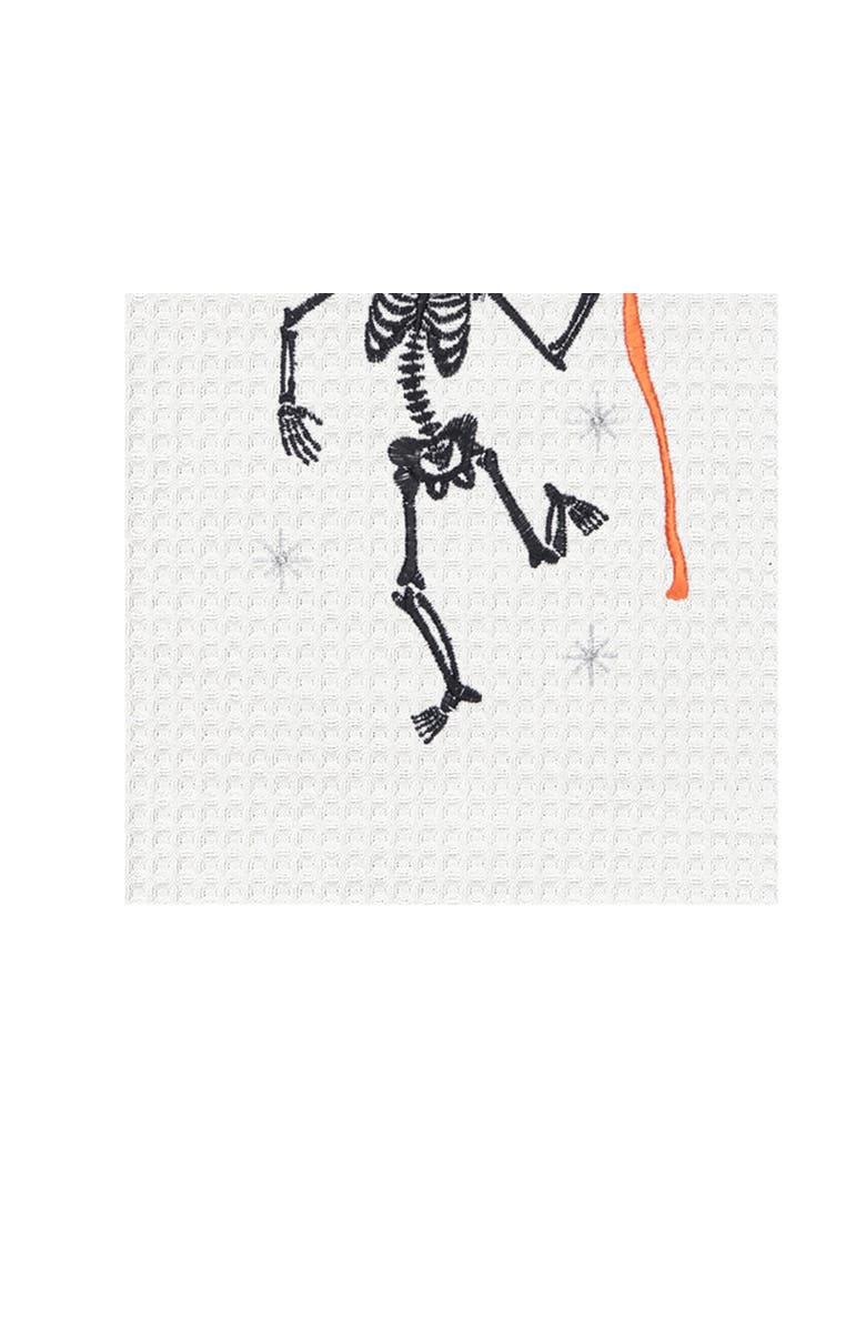 C&F Home Dancing Skeleton Witch Halloween Embroidered 100% Cotton Waffle Weave Kitchen Dishtowel, Alternate, color, Green