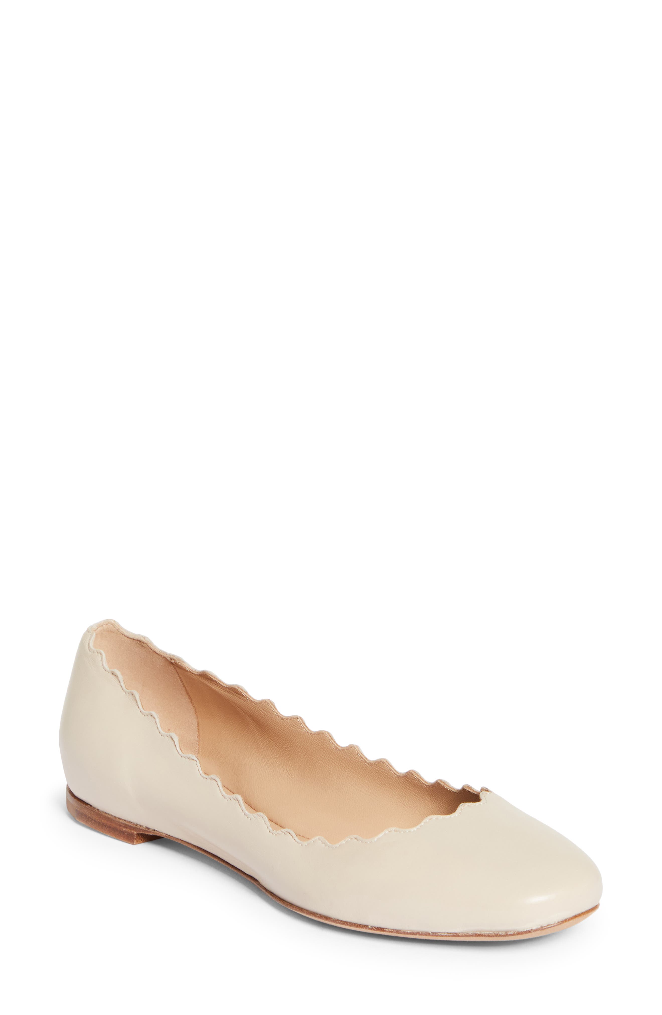 Chloé Lauren Scalloped Ballet Flat, Main, color, 