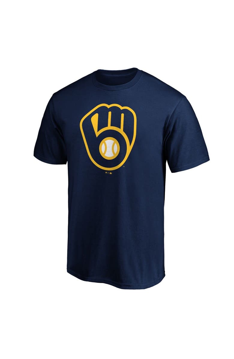FANATICS Men's Fanatics Navy Milwaukee Brewers Official Logo T-Shirt, Alternate, color, 