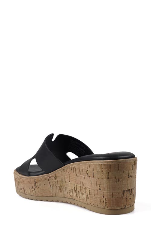 National Comfort Maxinne Platform Wedge Sandal In Black Leather