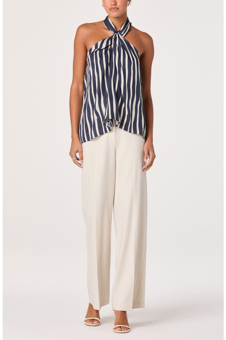 Cira Striped Halter Top, Alternate, color, NAVY STRIPE