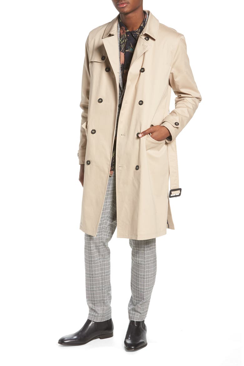 Peached Trench Coat, Main, color, STONE