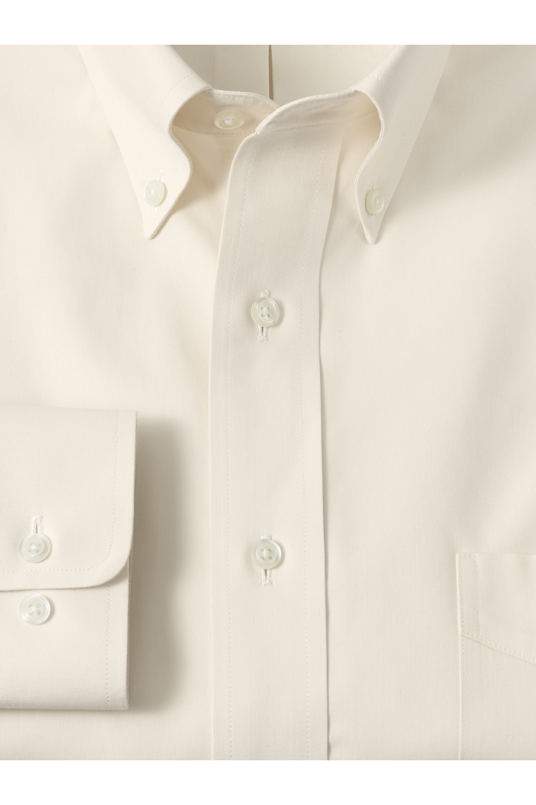 Slim Fit Non-iron Cotton Pinpoint Solid Button Down Collar Dress Shirt, Alternate, color, Ecru