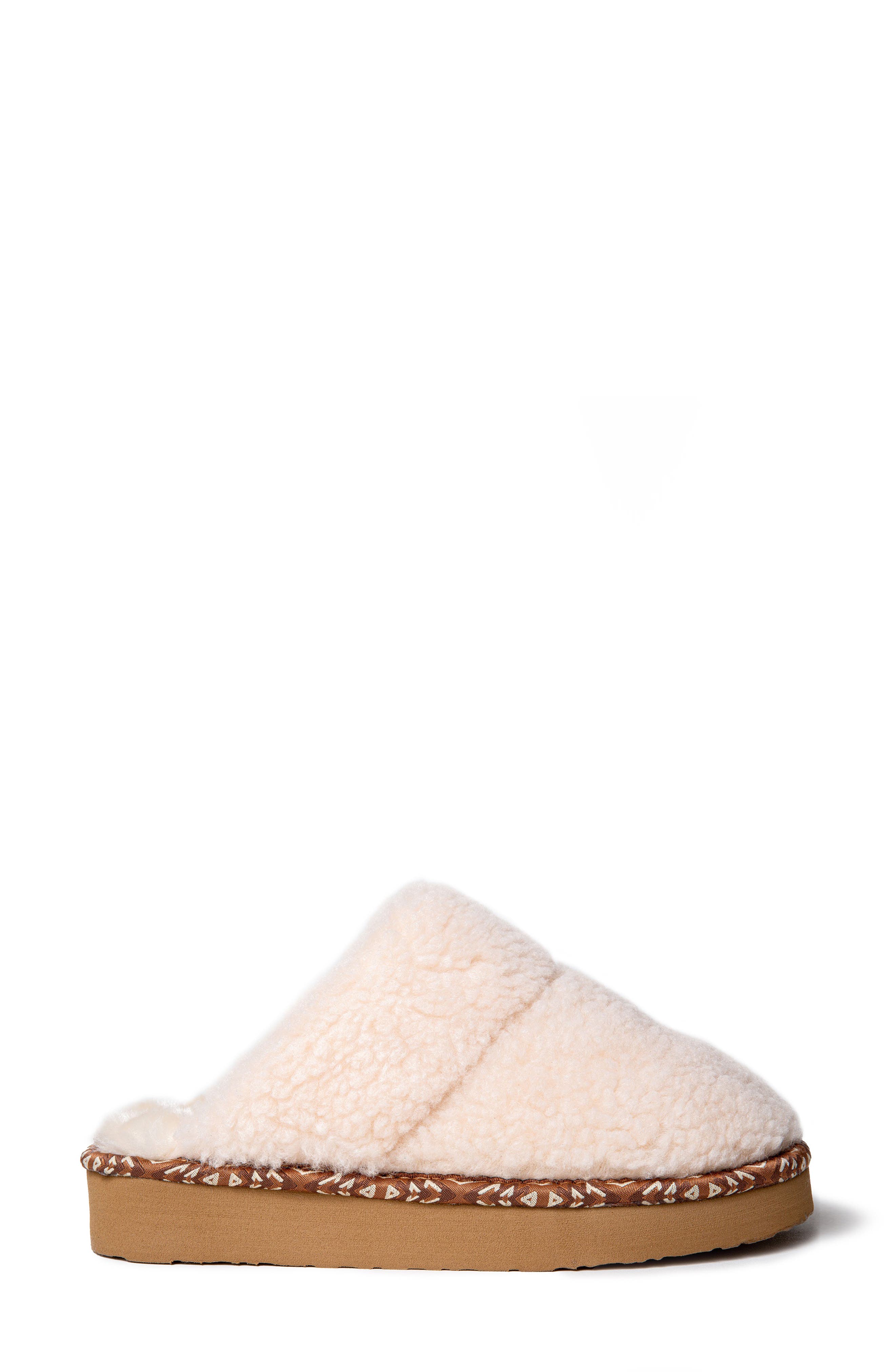 Minnetonka Cerise Faux Fur Slipper, Alternate, color, Cream
