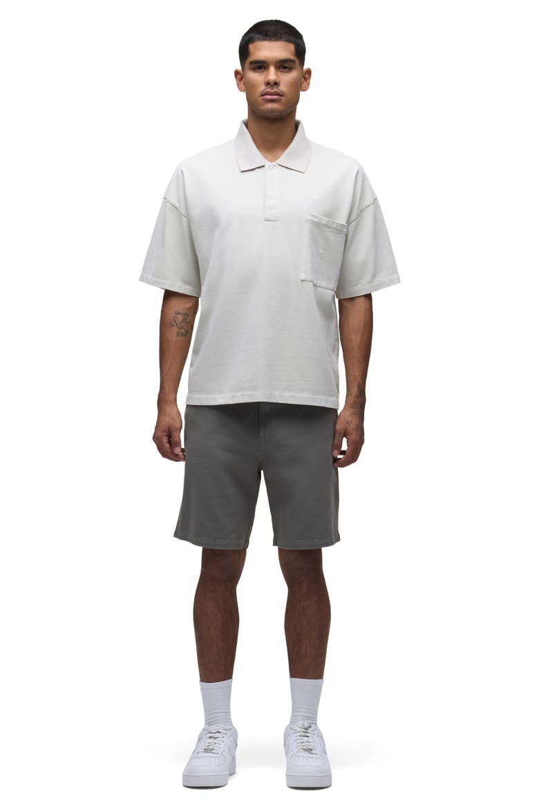 Venice Flat Front Grey Cotton Twill Chino Shorts, Alternate, color, CASTOR GREY