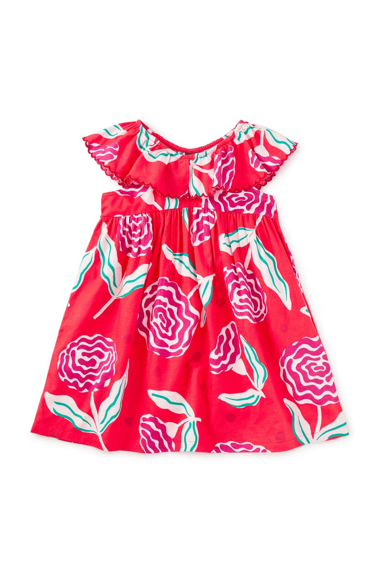 Flutter Sleeve Woven Dress, Main, color, Flamenco Carnation