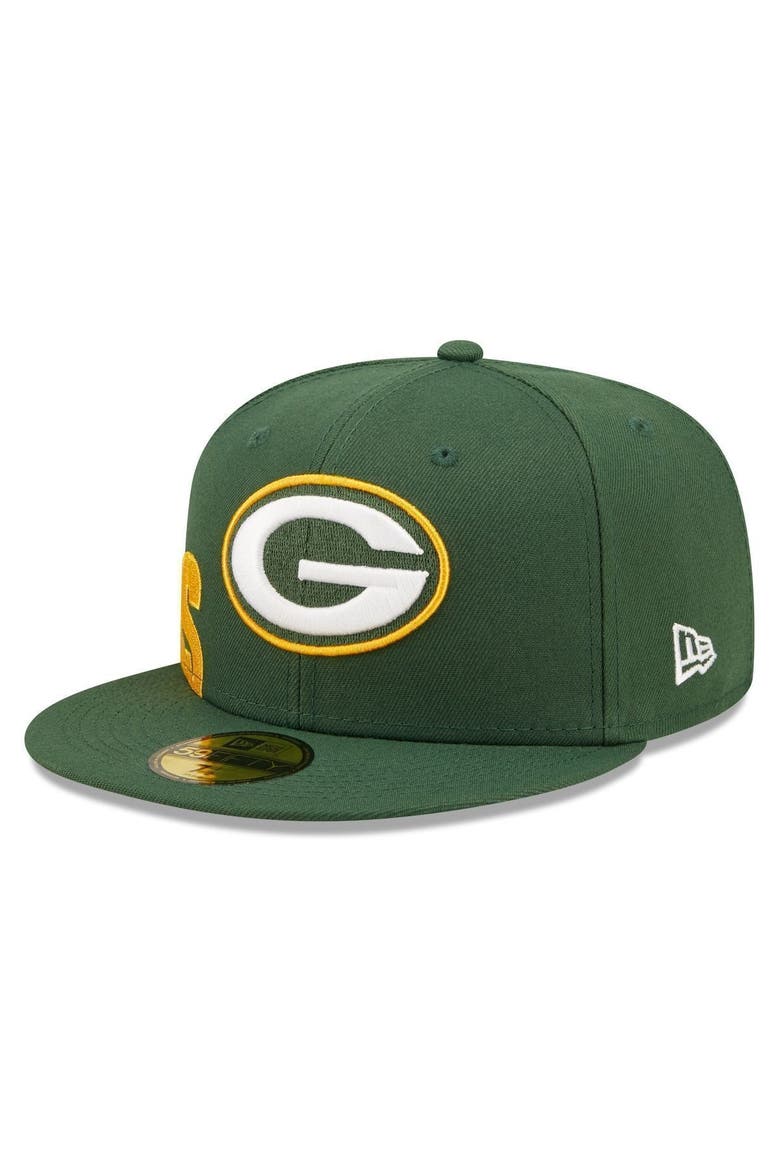 Men's New Era Green Green Bay Packers Side Split 59FIFTY Fitted Hat, Alternate, color, Green