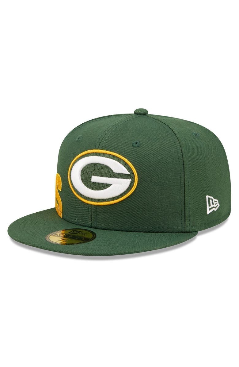 New Era Men's New Era Green Green Bay Packers Side Split 59FIFTY Fitted Hat, Alternate, color, 