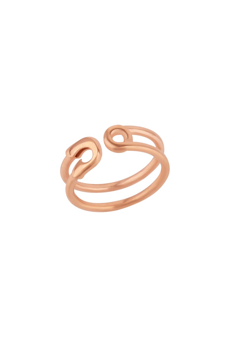 Sterling Silver Safety Pin Ring, Main, color, Rose gold