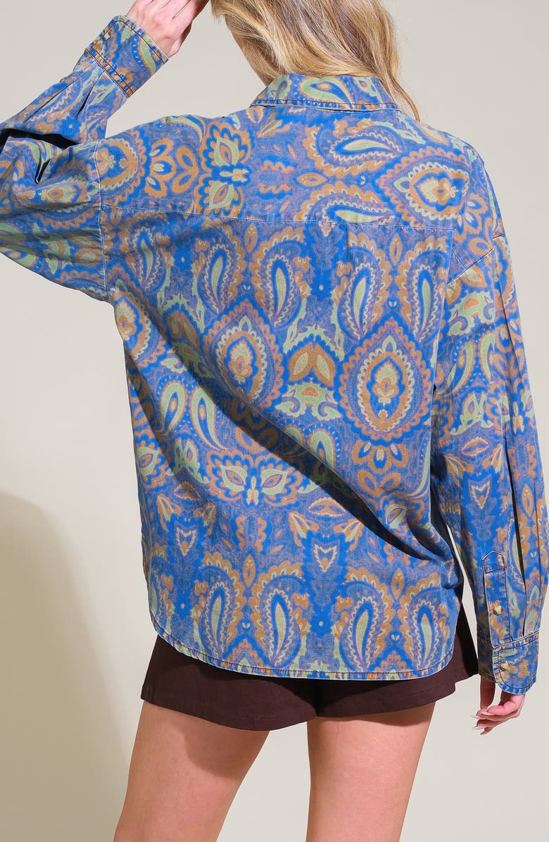 FLYING TOMATO Paisley Long Sleeve Chambray Shirt, Alternate, color, Chambray