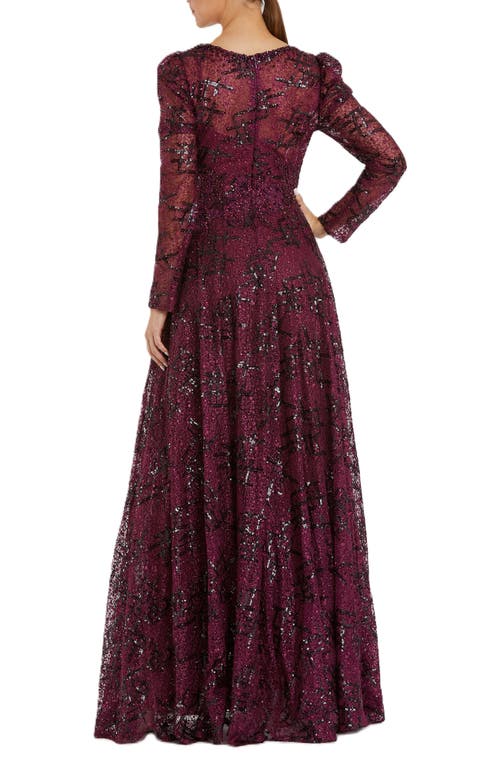 Mac Duggal Womens Lace Embellished Evening Dress In Plum