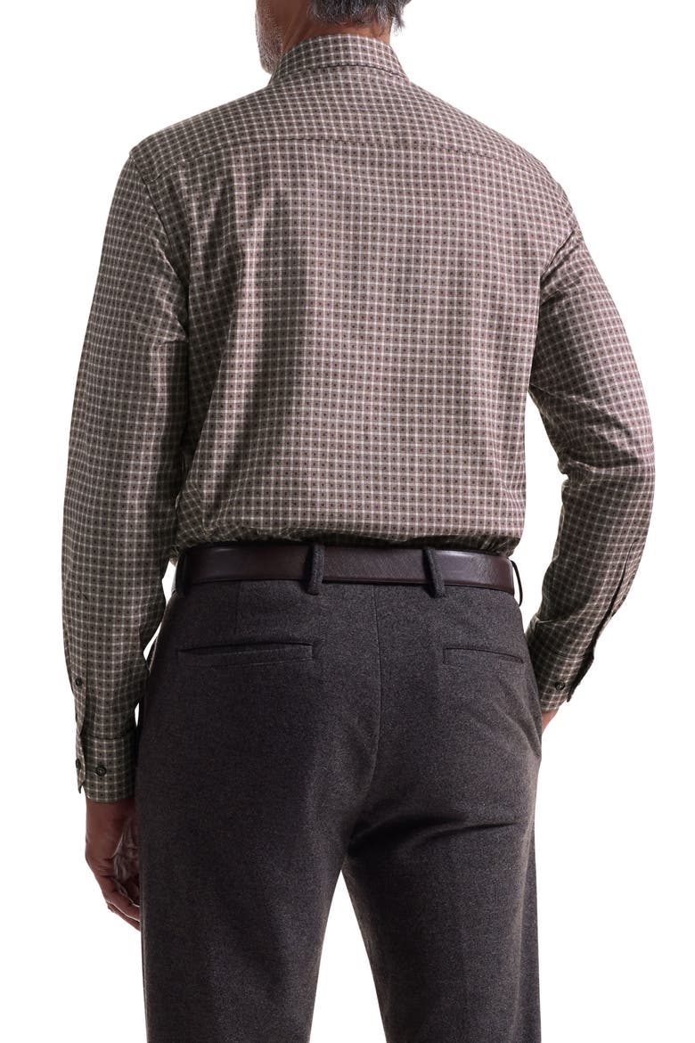 Julian Shaped Fit Grid Check Button-Up Shirt, Alternate, color, CAMEL