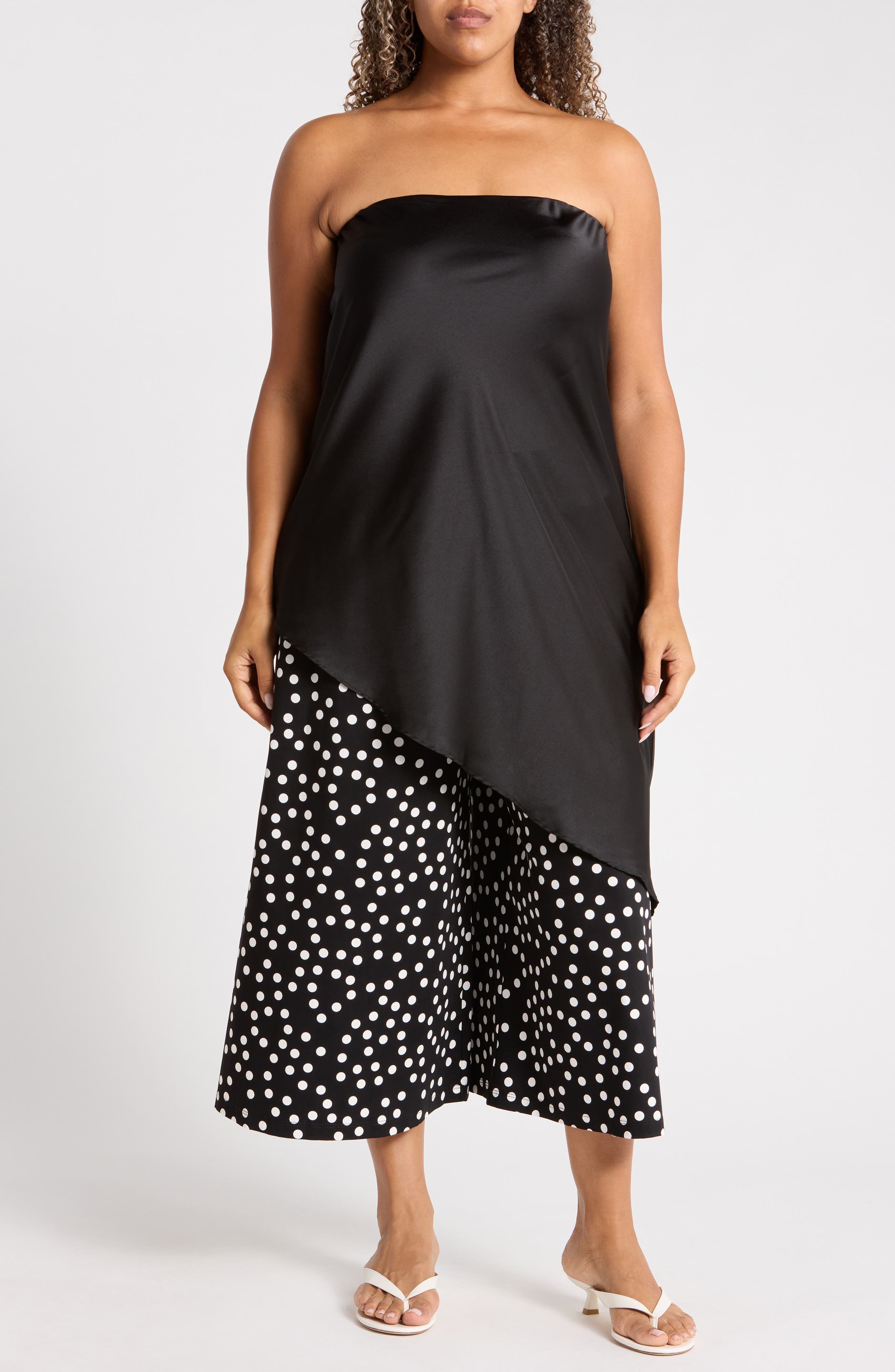 Asymmetric Strapless Tunic Top