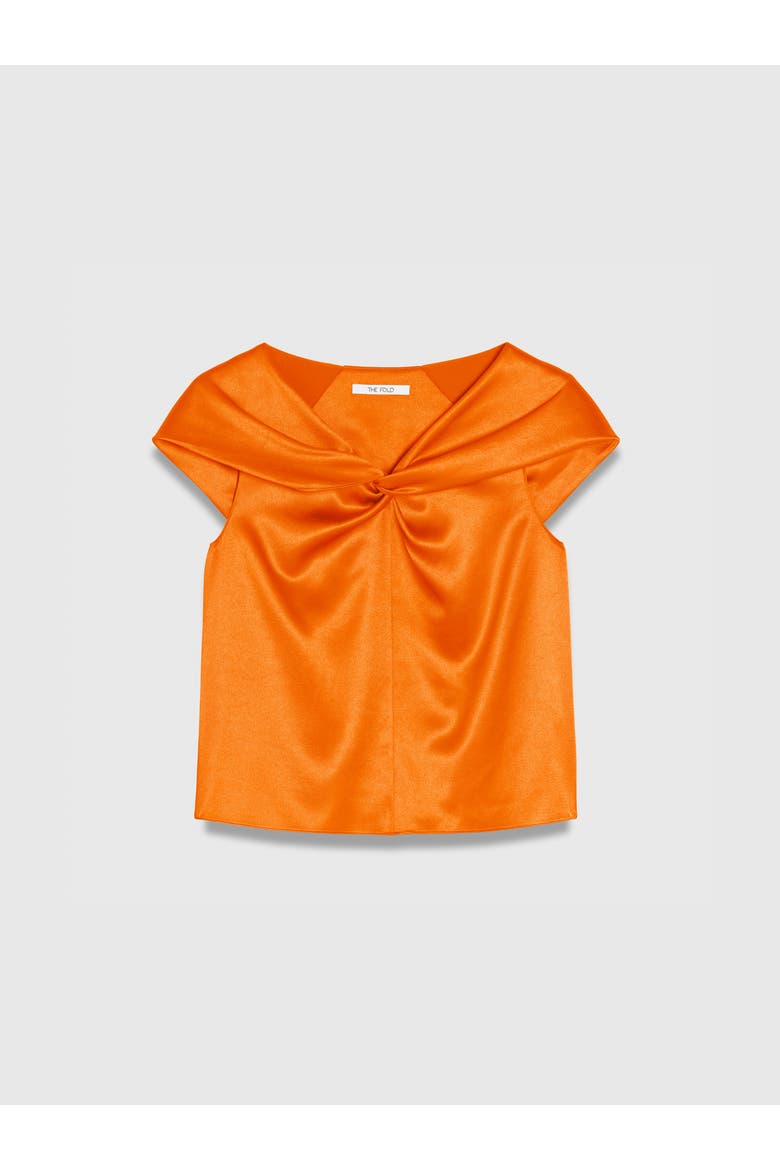 Draped Bardot Knot Blouse, Alternate, color, Orange