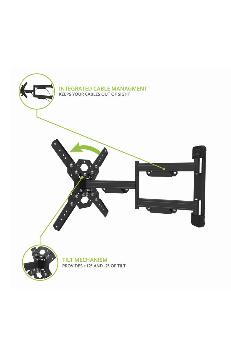 Kanto PS400SG Stainless Steel Full-Motion Single Stud Outdoor Mount for 30 to 70 Inch TVs, Alternate, color, Black